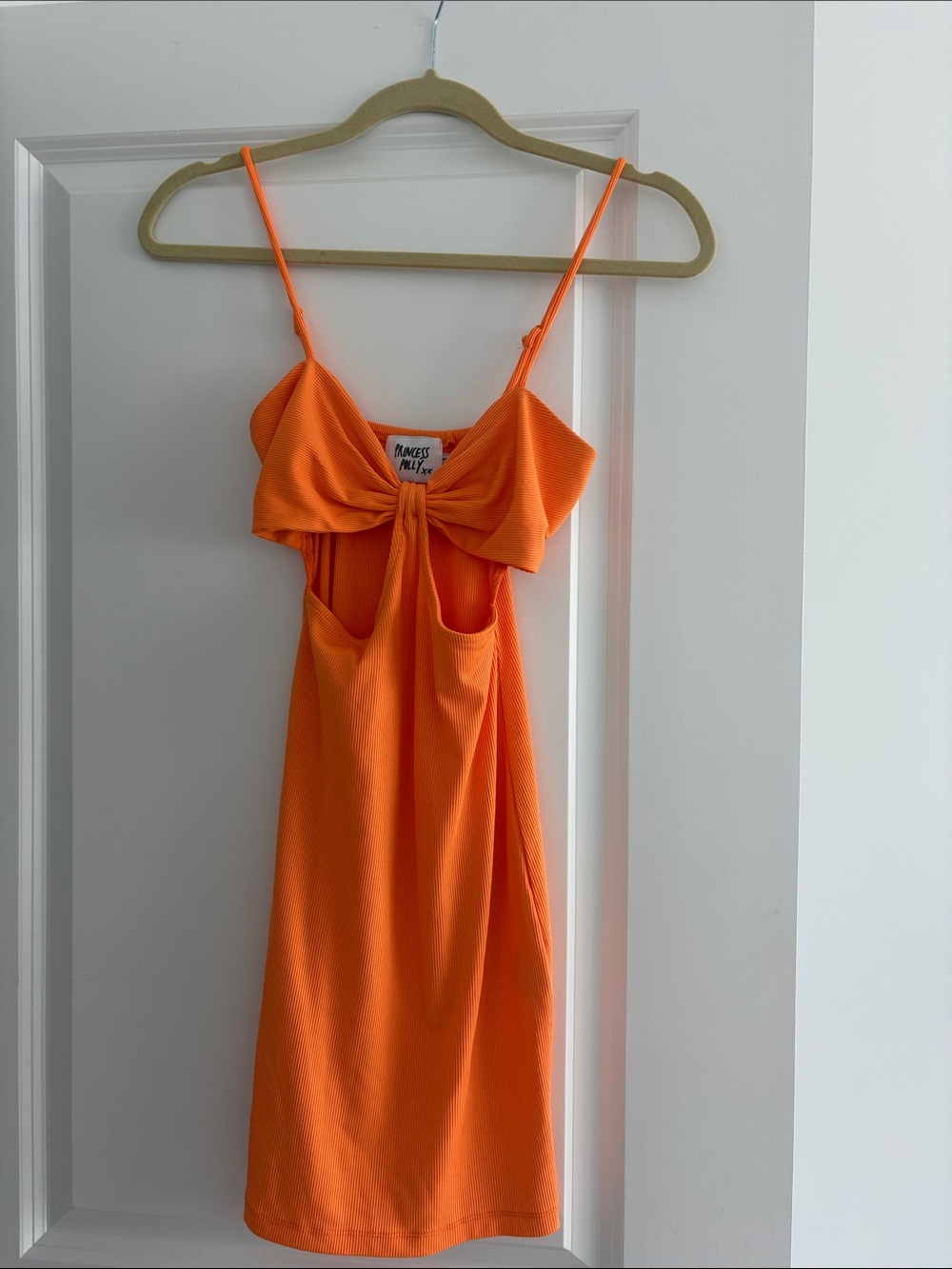 Vintage Havana Bright Orange Bow-Front Mini Dress